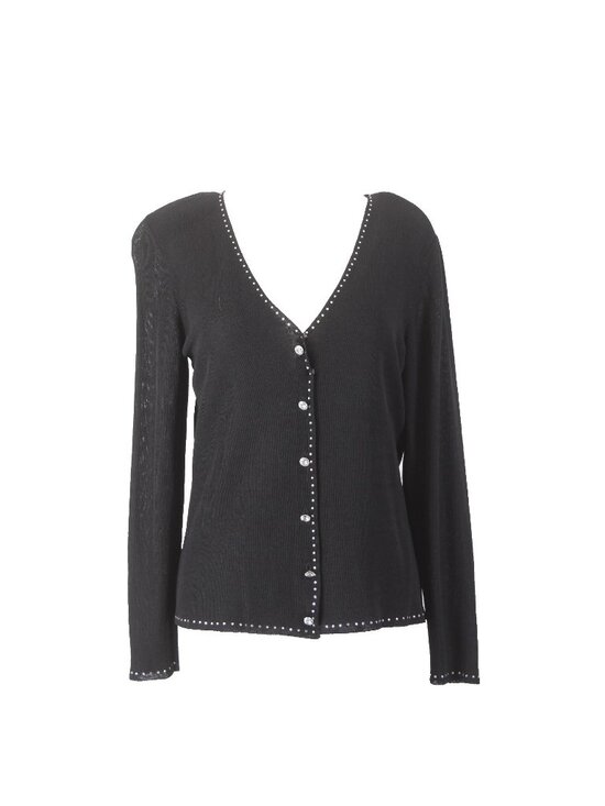 Dana Buchman Sweaters - Dana Buchman Cardigan Sweater Sz S Black Rhinestones Rayon Nylon Sweater